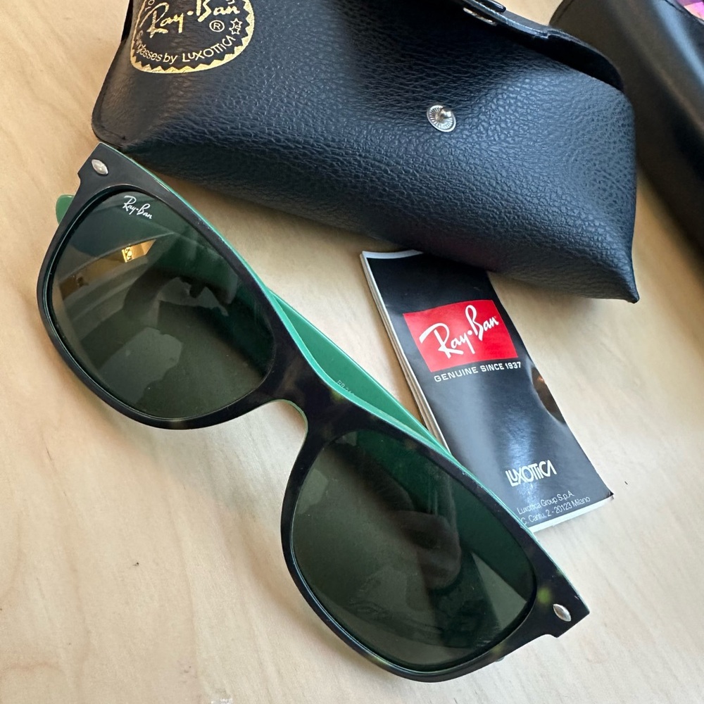Ray-Ban Black and Green Sunglasses